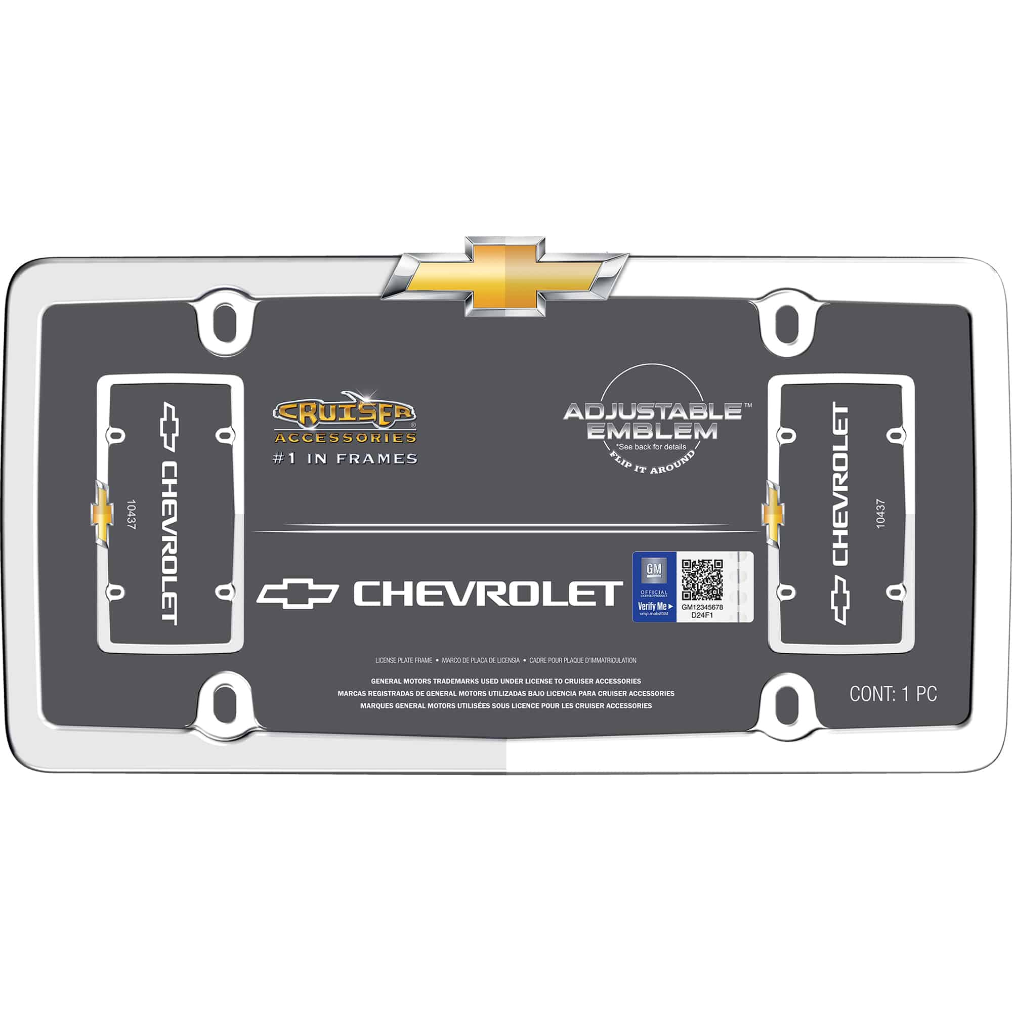 Chevrolet License Plate Frame, Chrome/Gold