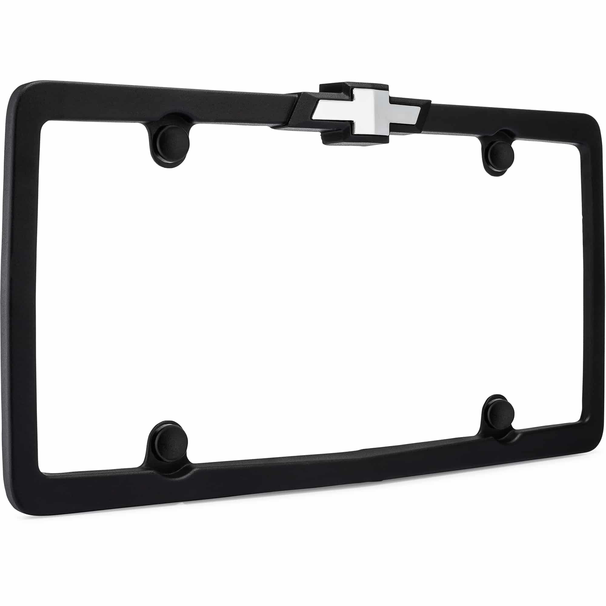 Chevrolet License Plate Frame, Black/Chrome (w/fastener caps)