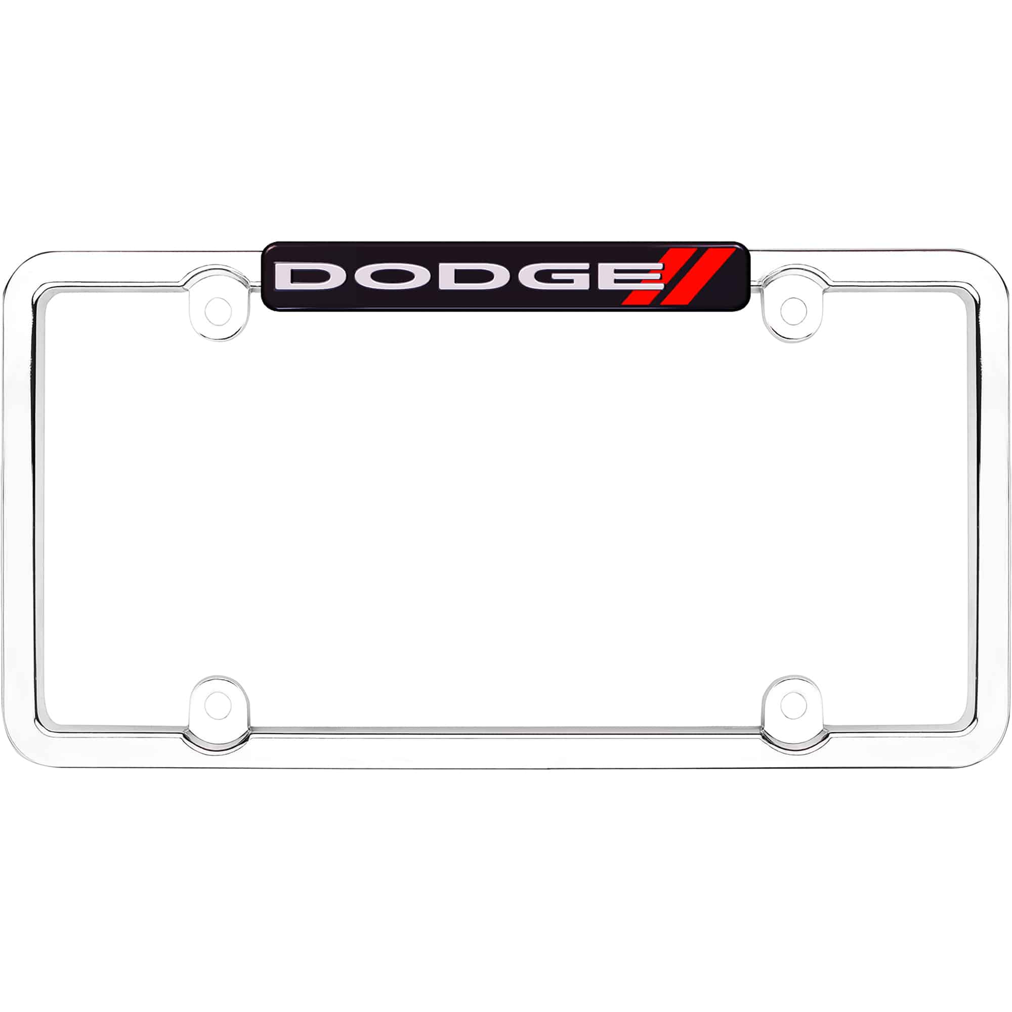 Dodge License Plate Frame, Chrome/Red