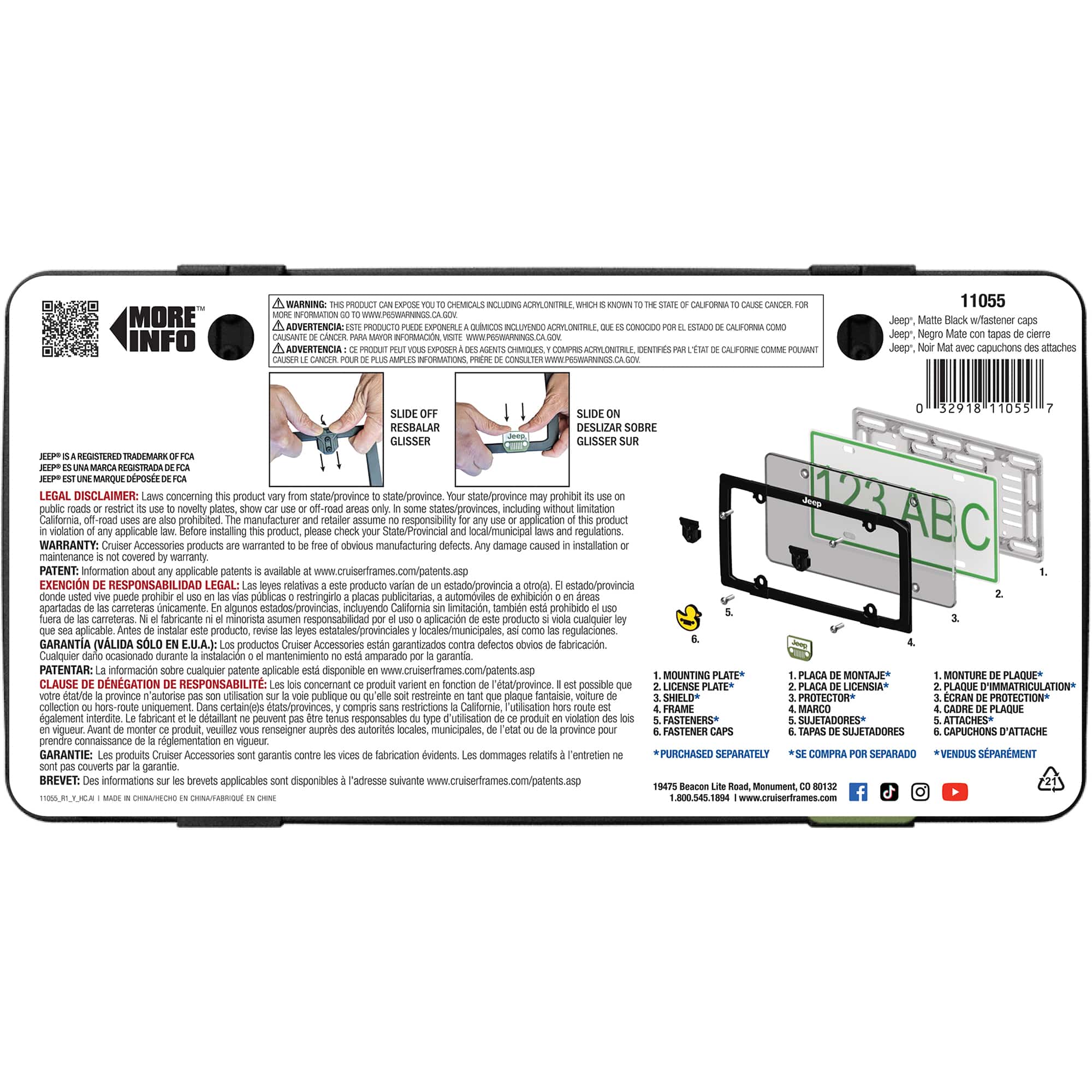 Jeep License Plate Frame, Matte Black