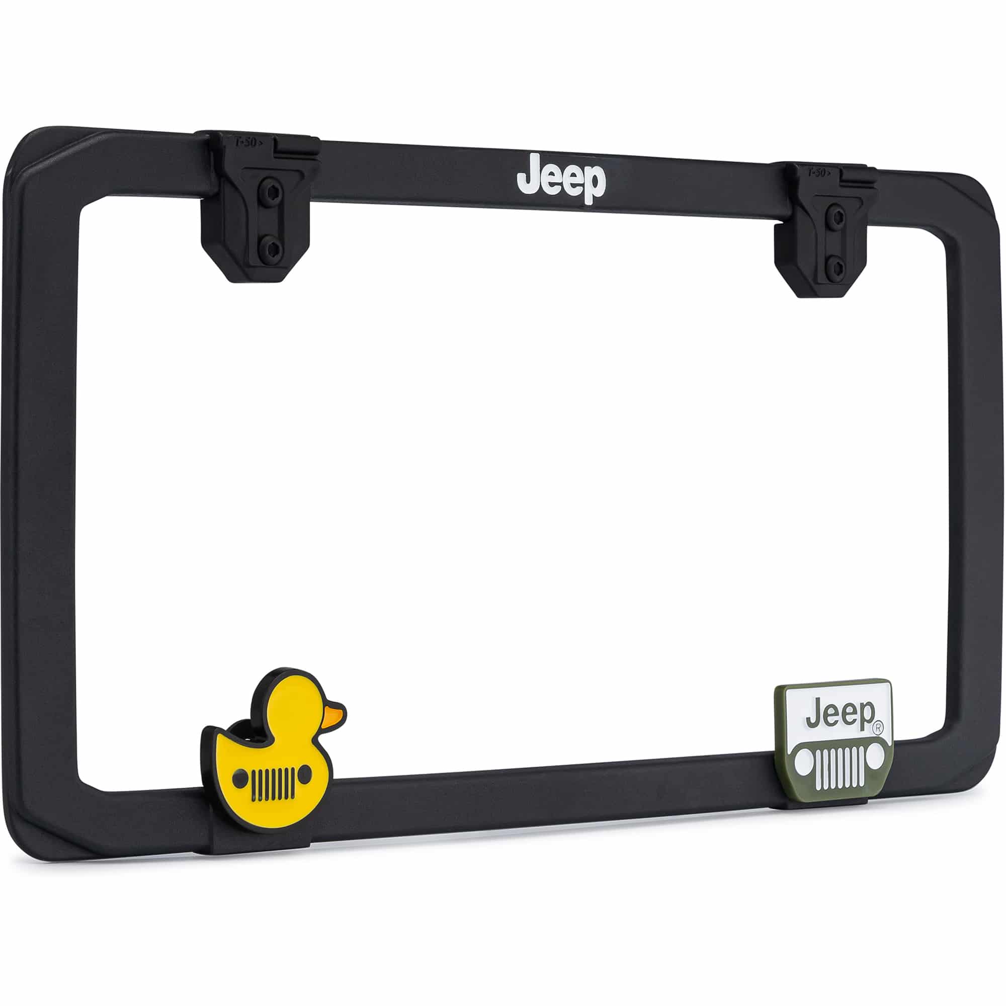 Jeep Metal License Plate Frame With Duck Emblem – Chrome & Black – Crusier Accessories 42517