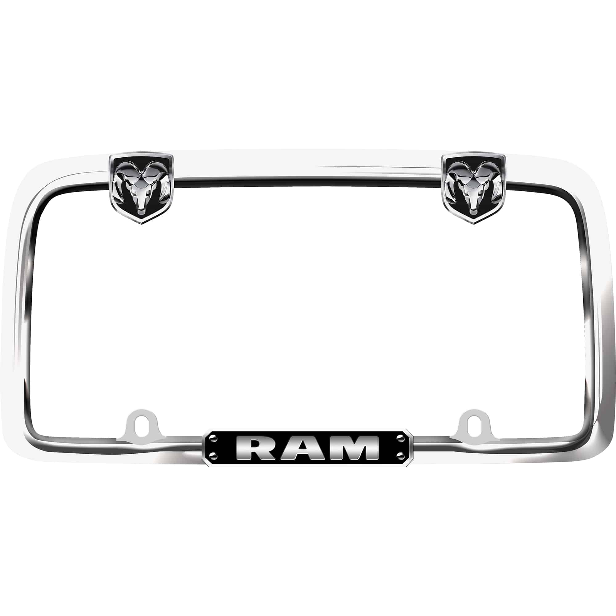 RAM License Plate Frame, Chrome/Black