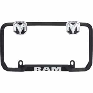 Cruiser Accessories Ram license plate frame in black and chrome, front view