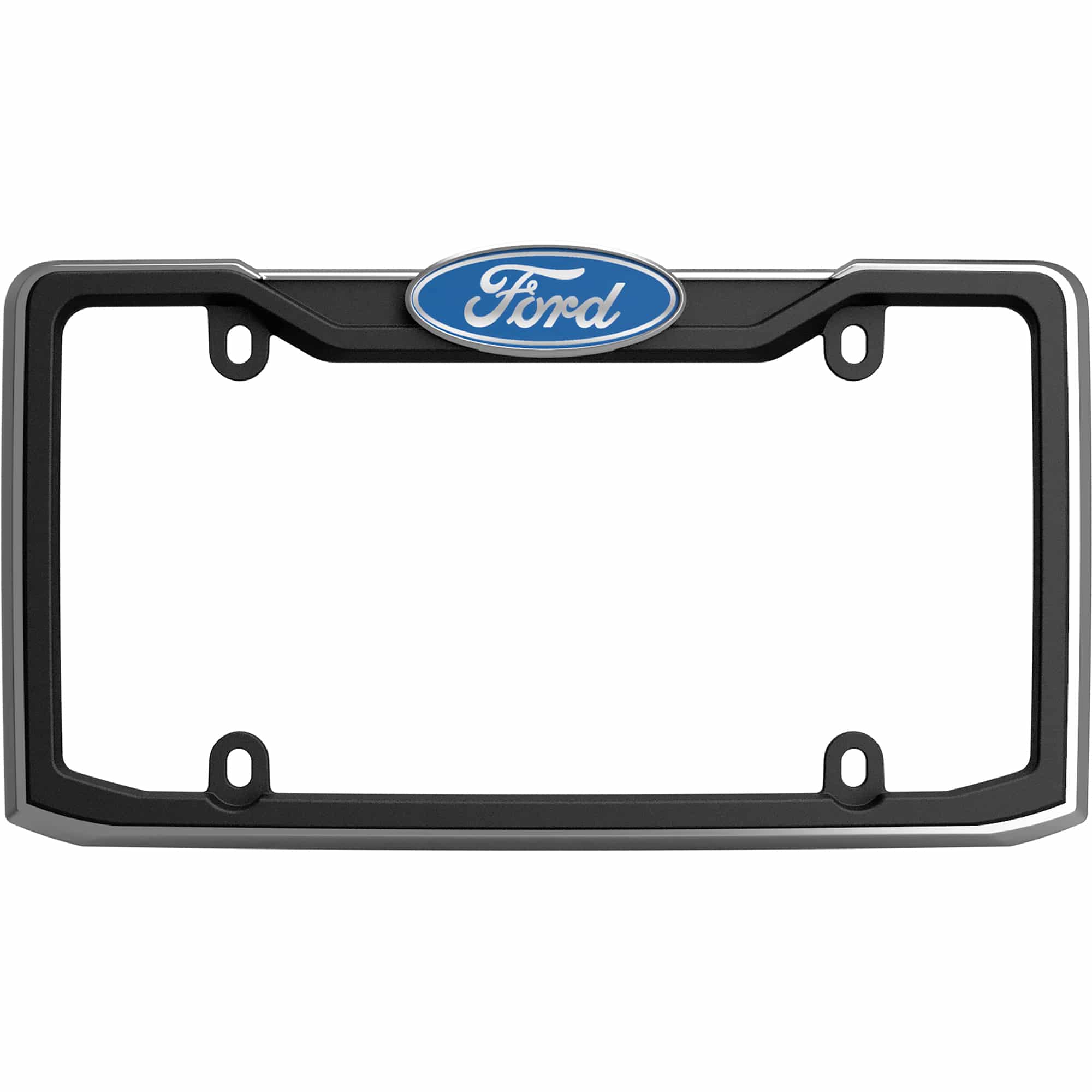 Ford License Plate Frame, Black/Chrome