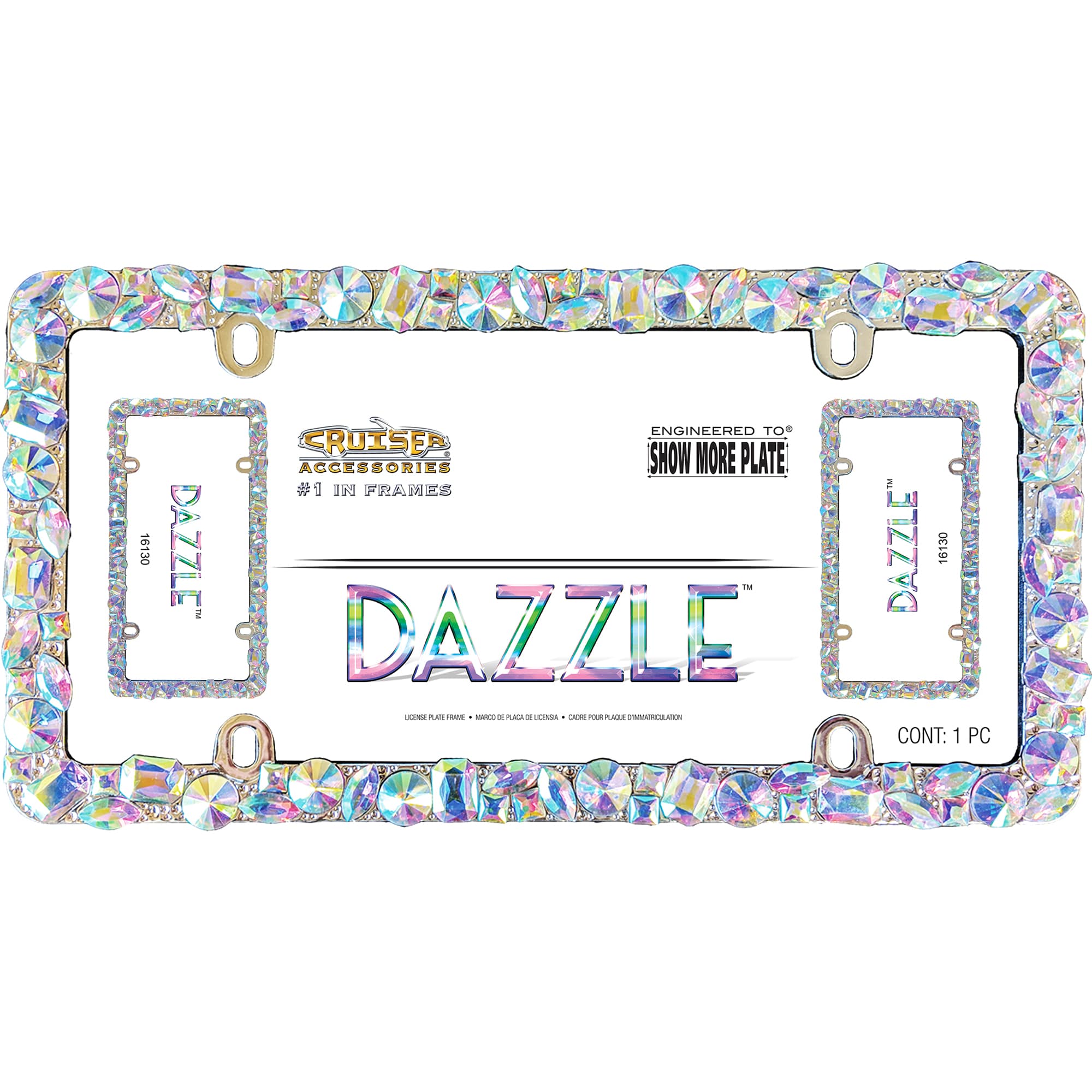 Dazzle License Plate Frame, Chrome