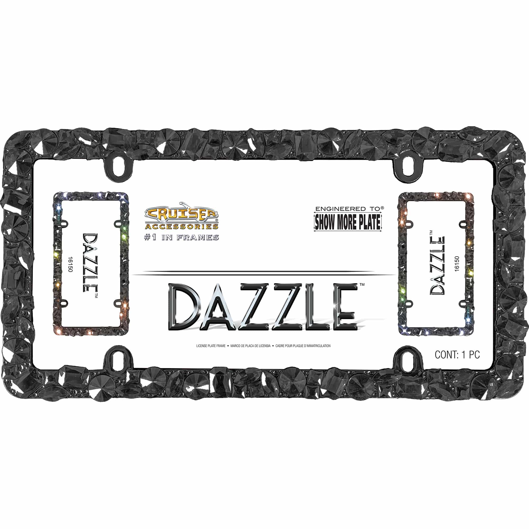 Dazzle License Plate Frame, Black