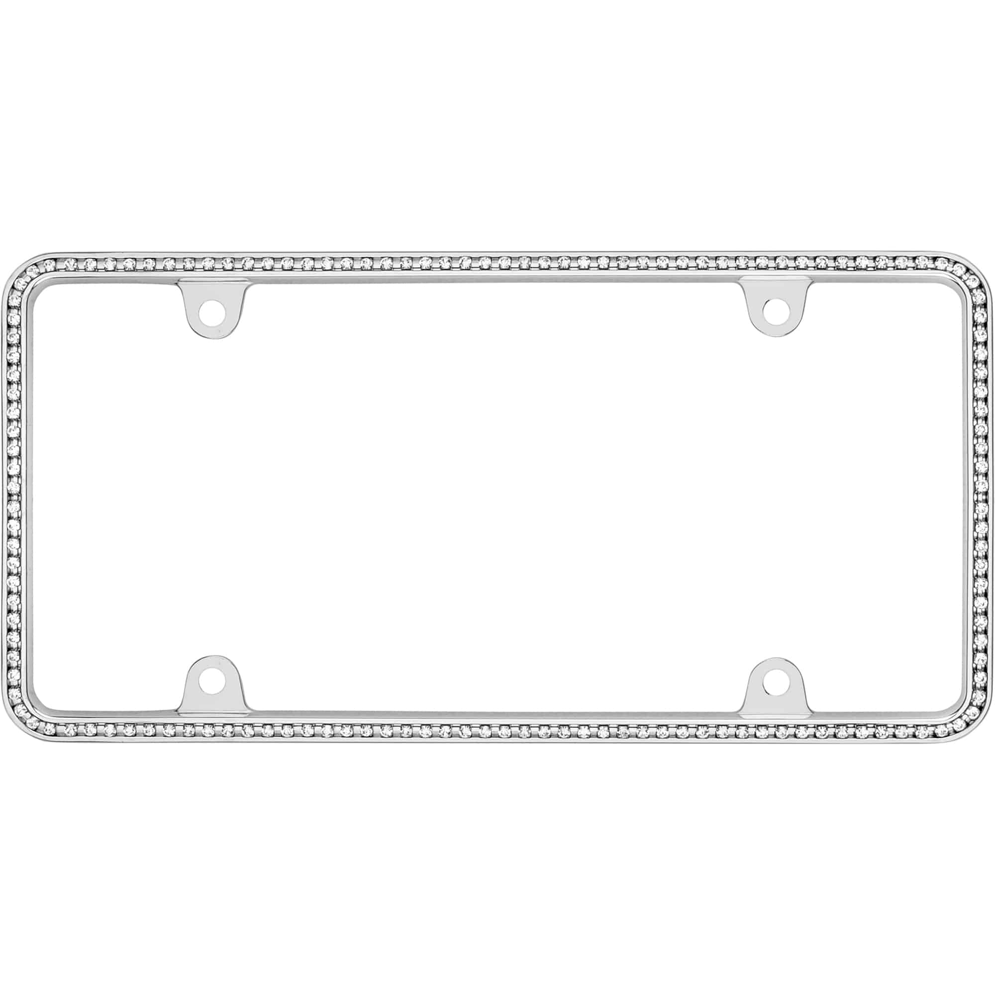 Diamondesque License Plate Frame, Chrome/Clear