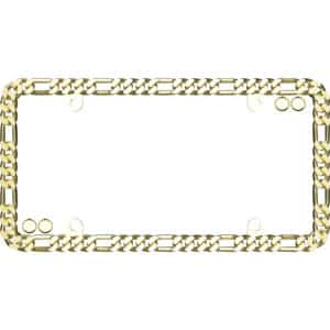 Cruiser Accessories Designer chain license plate frame in gold, front view