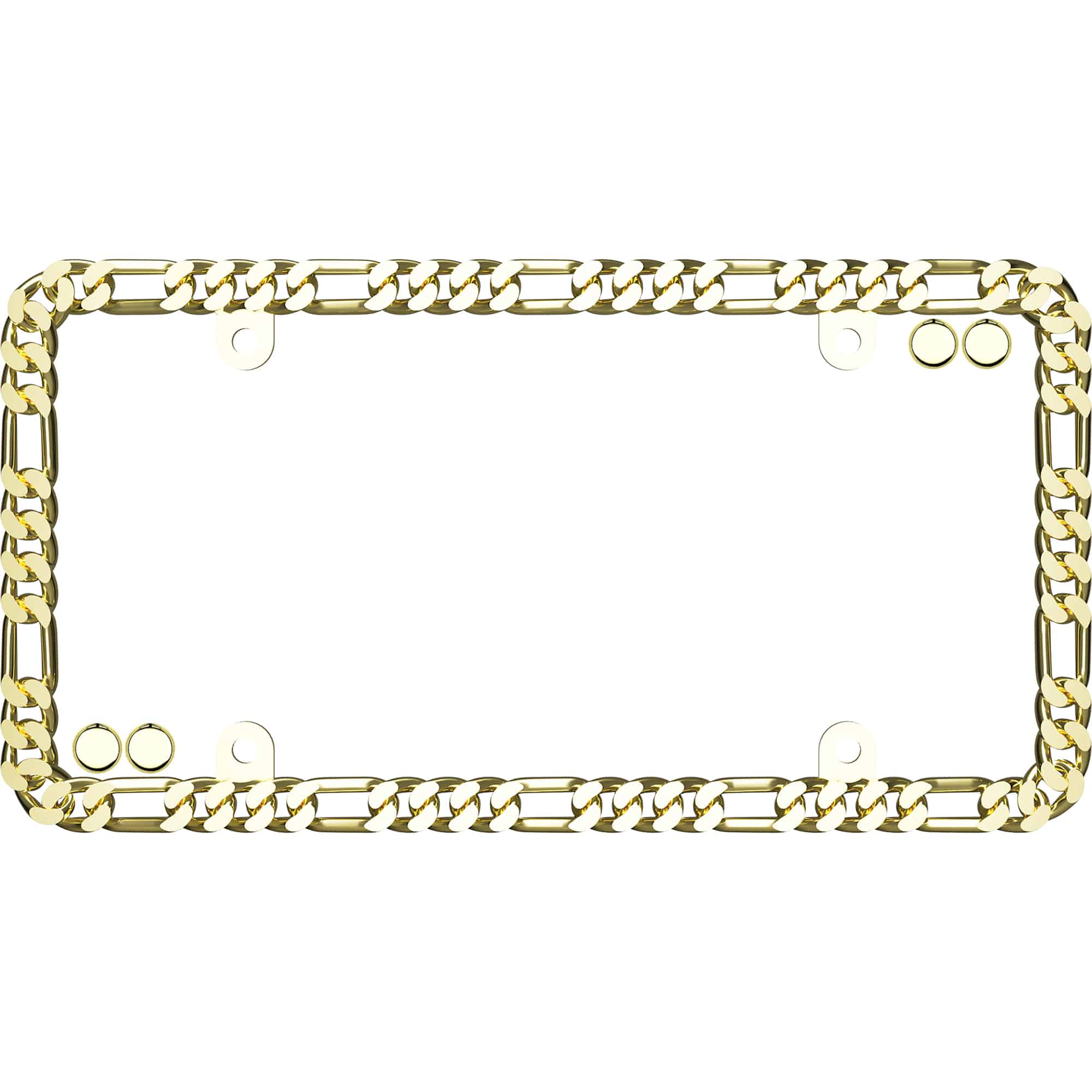 Designer Chain License Plate Frame, Gold (with fastener caps)