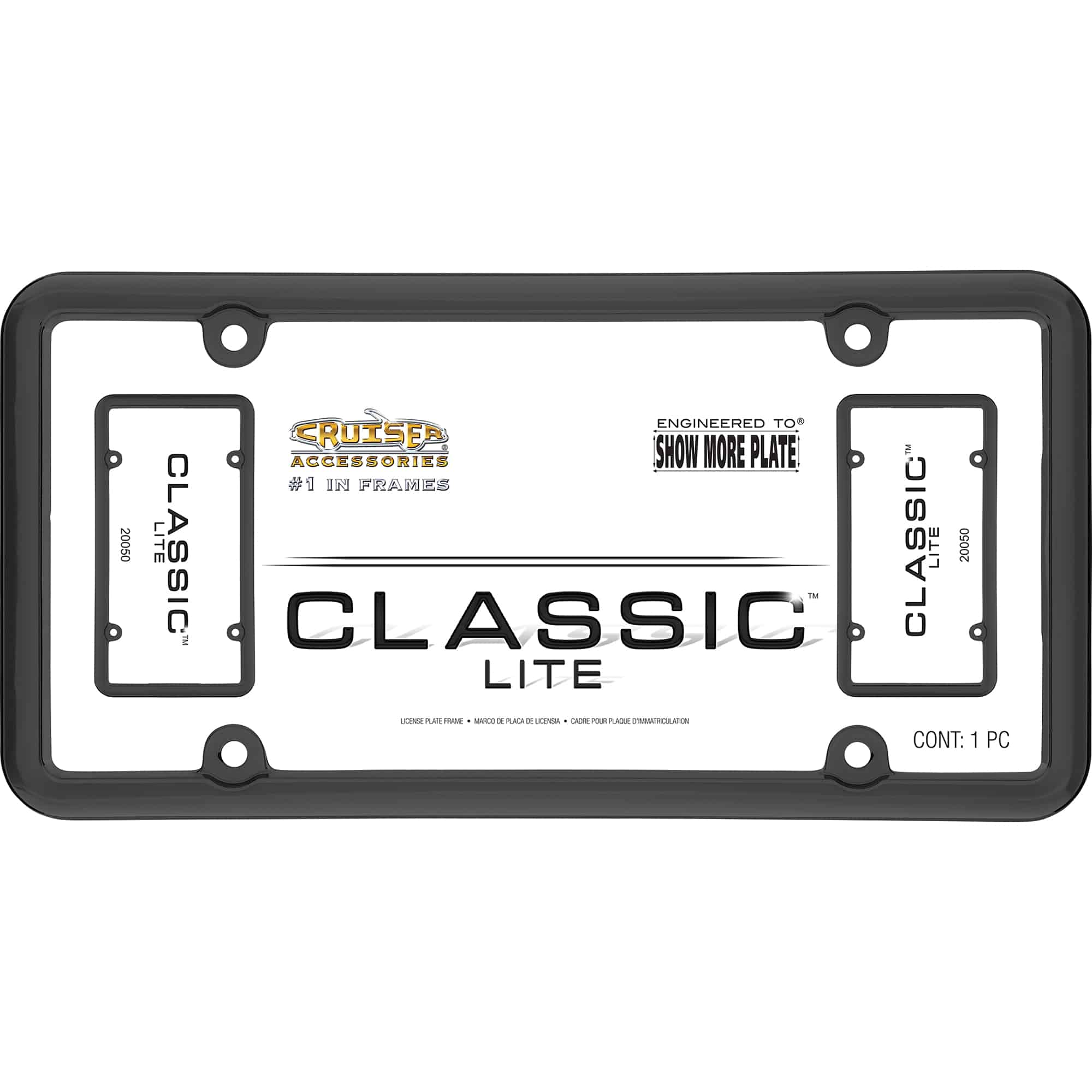 Classic Lite License Plate Frame, Black