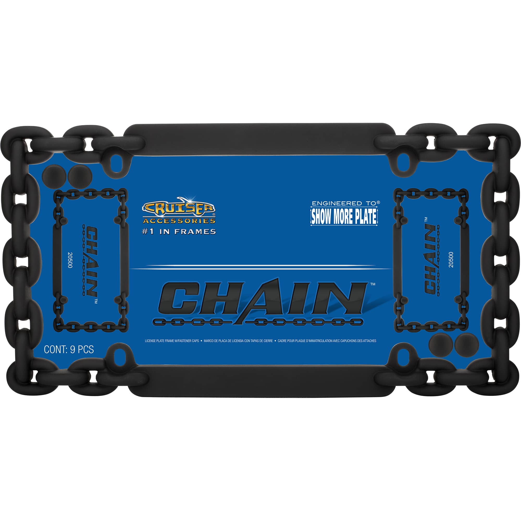 Chain License Plate Frame, Matte Black (with fastener caps)