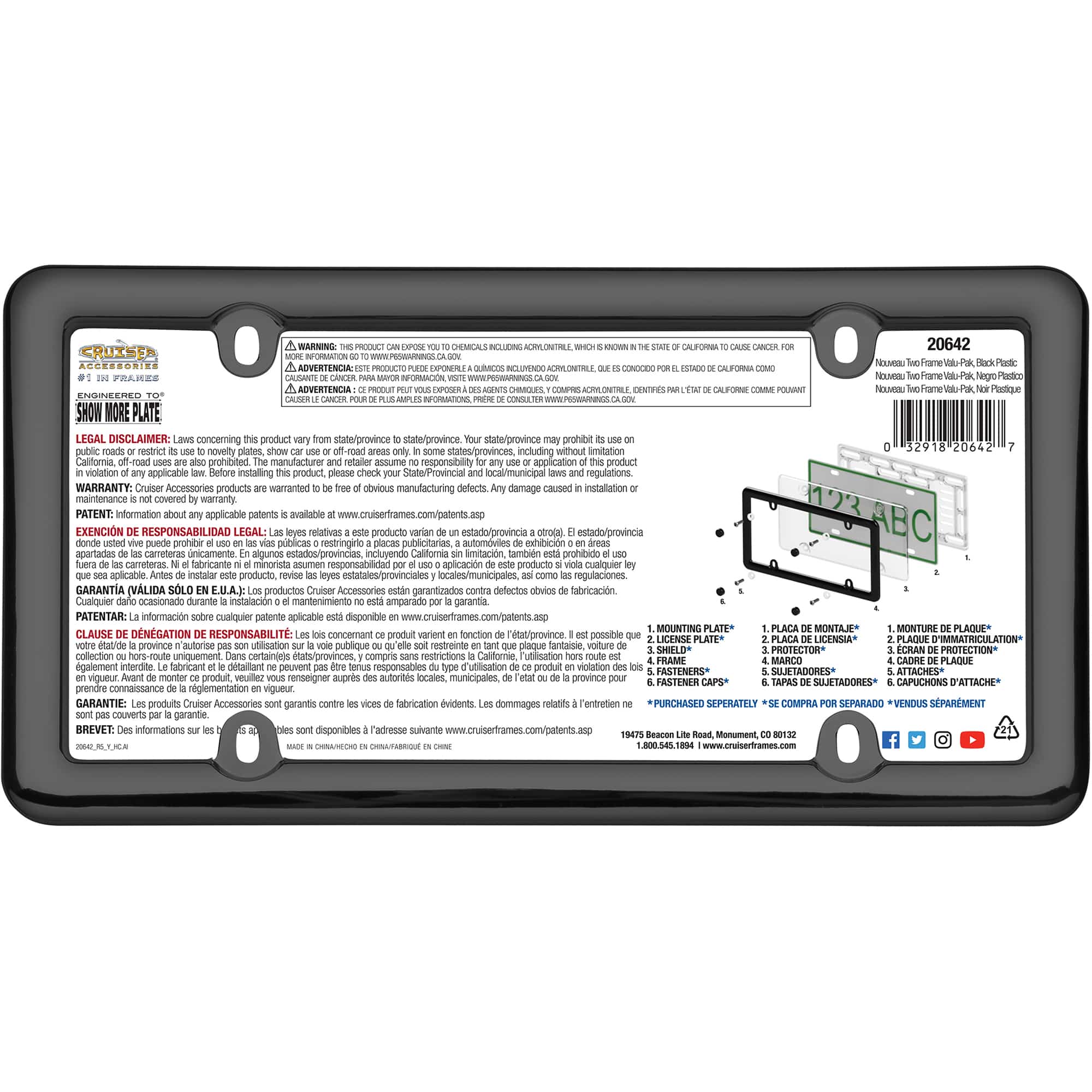Nouveau Valu-Pak License Plate Frames, Black Plastic