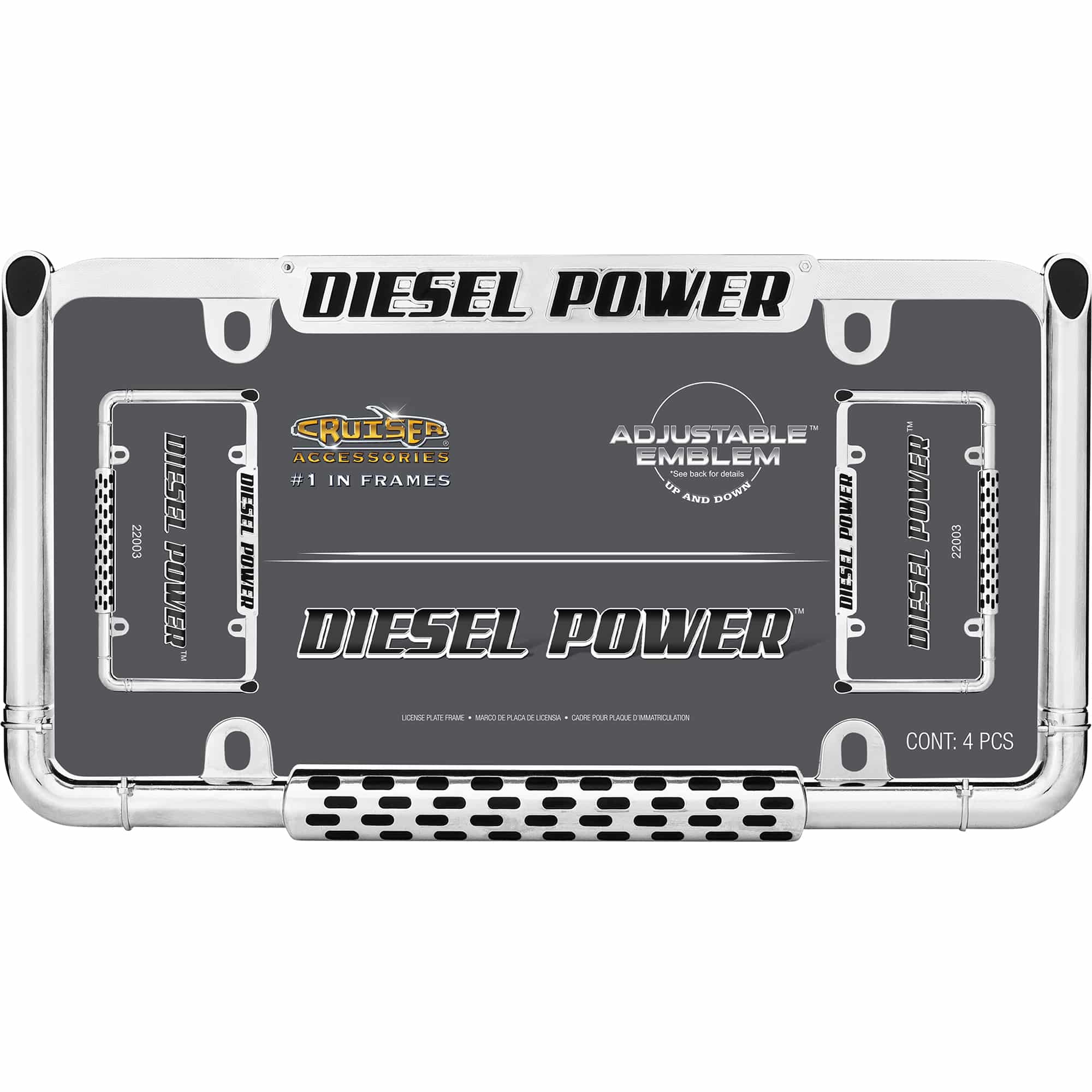 Diesel Power License Plate Frame, Chrome