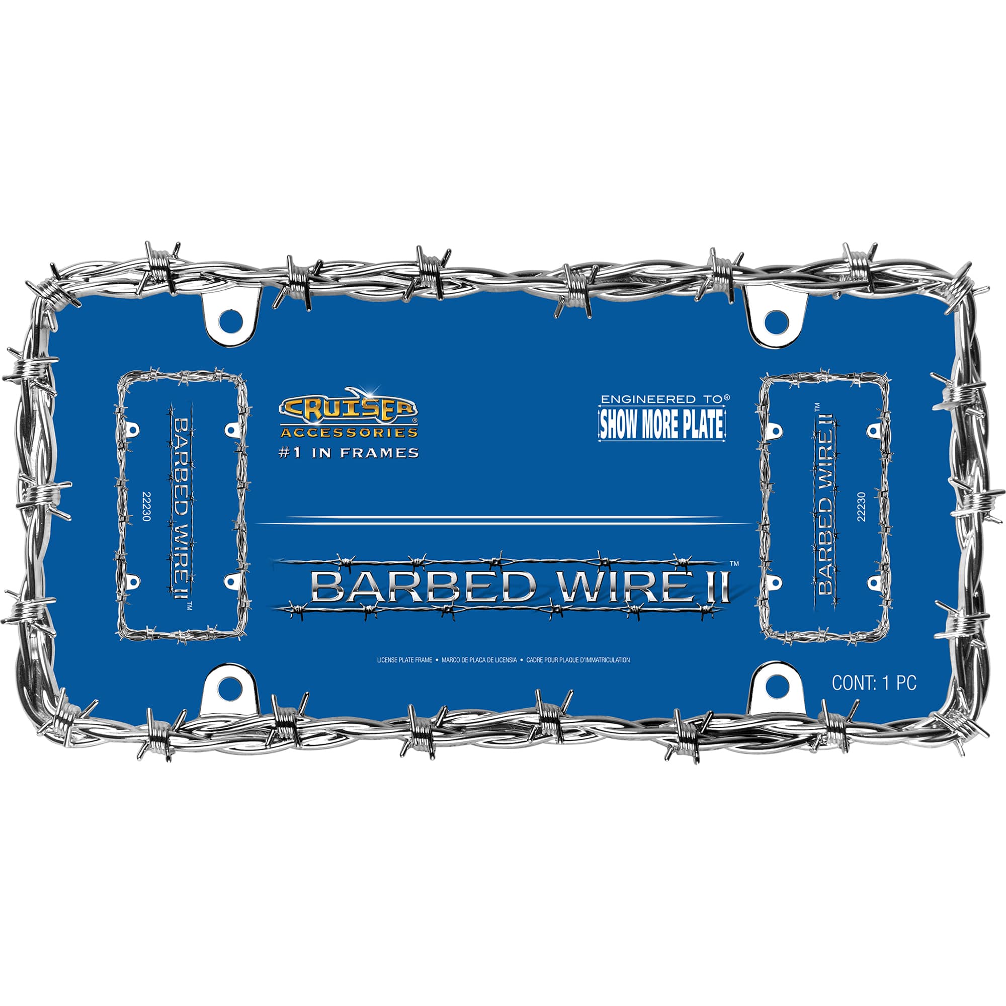 Barbed Wire II License Plate Frame, Chrome