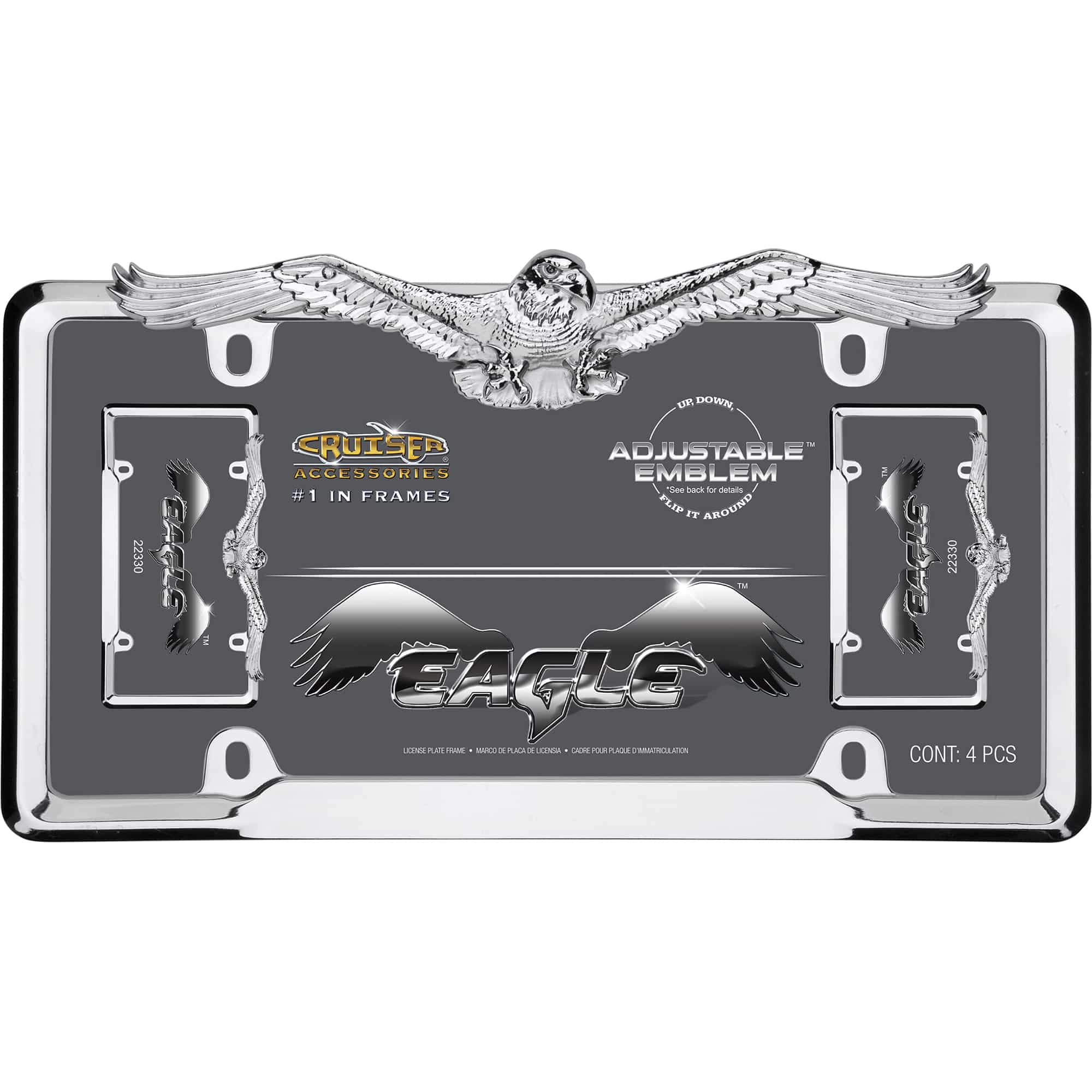Eagle License Plate Frame, Chrome