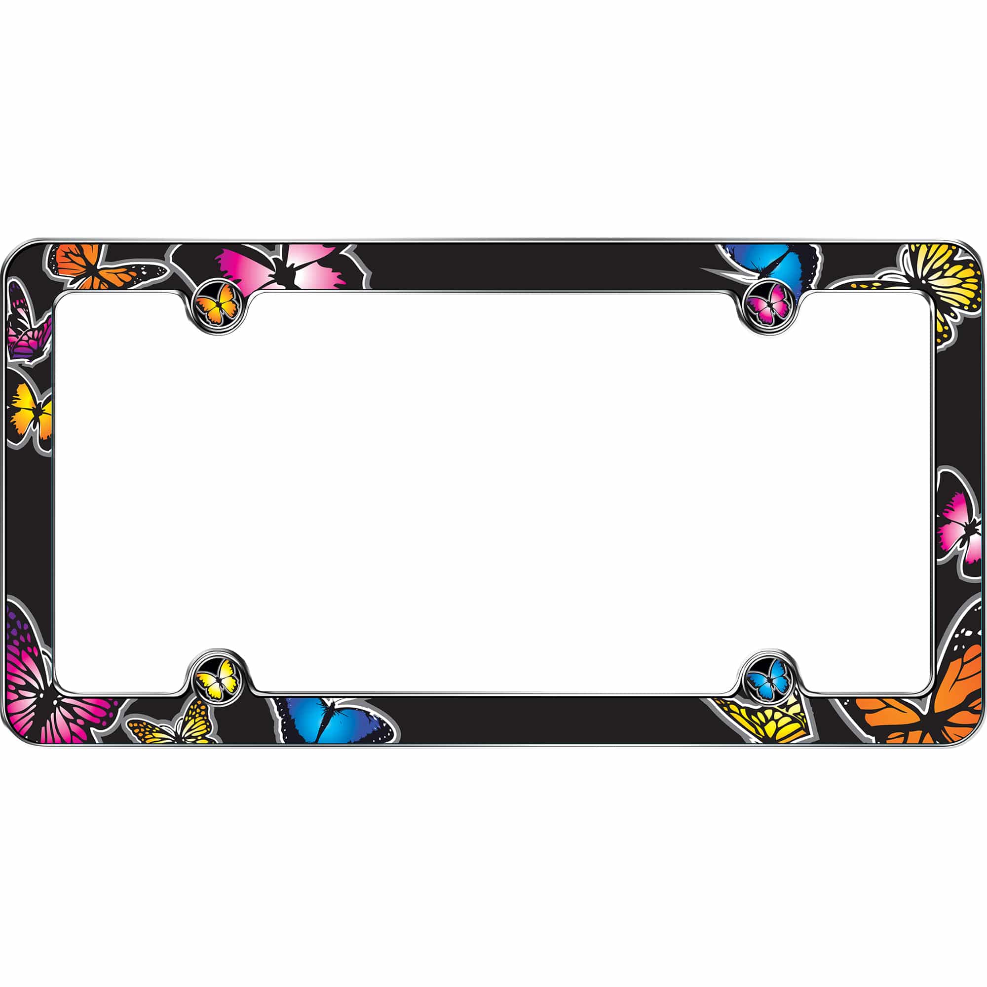Butterfly License Plate Frame, Chrome (with fastener caps)
