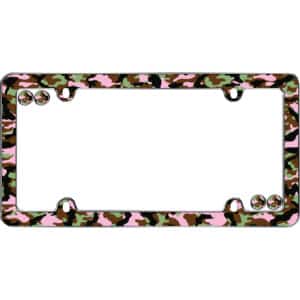 Cruiser Accessories Camo girl license plate frame in chrome, front view