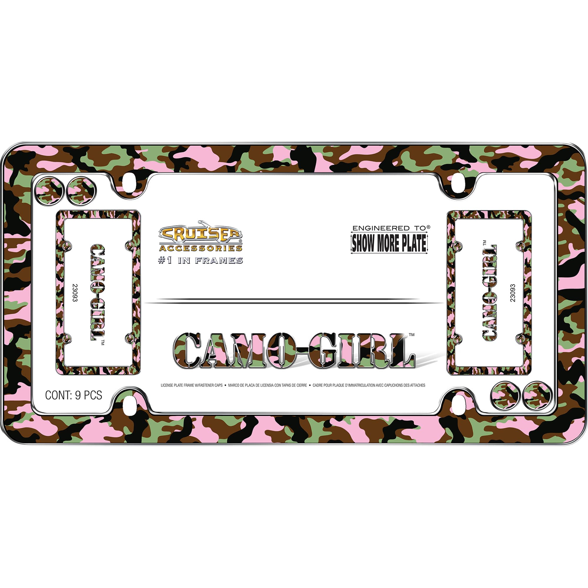 Camo-Girl License Plate Frame, Chrome (with fastener caps)