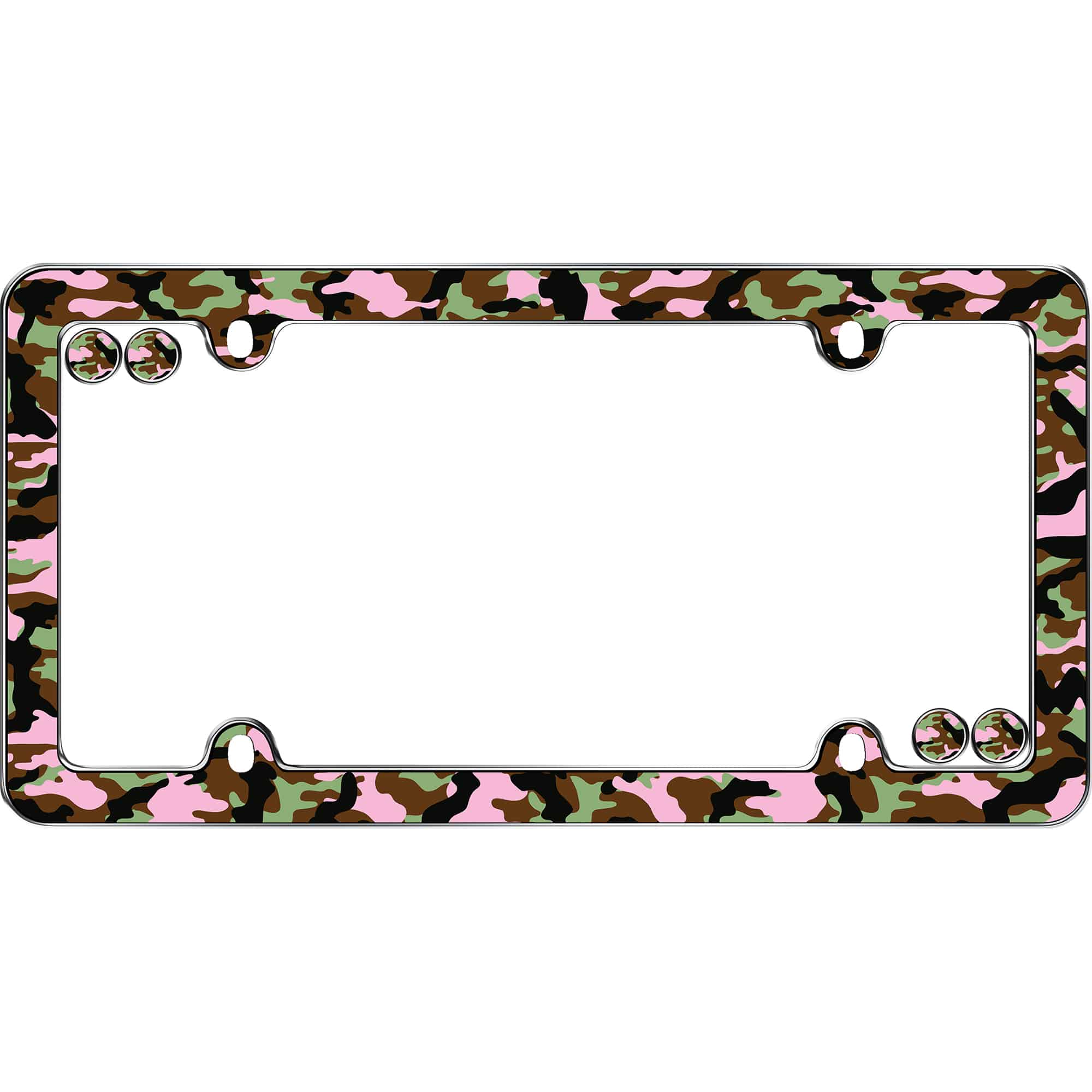 Camo-Girl License Plate Frame, Chrome (with fastener caps)