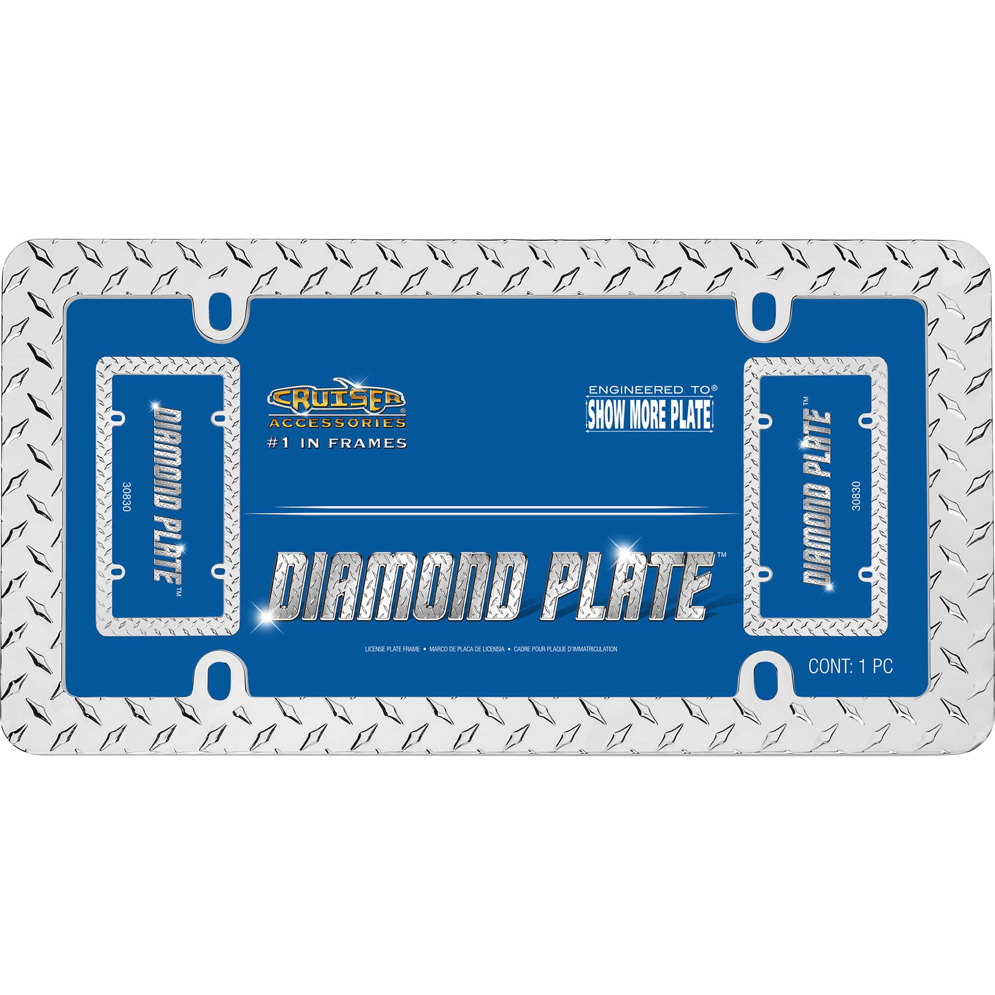 Diamond Plate License Plate Frame, Chrome