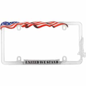 Cruiser Accessories United we stand license plate frame in chrome, front view