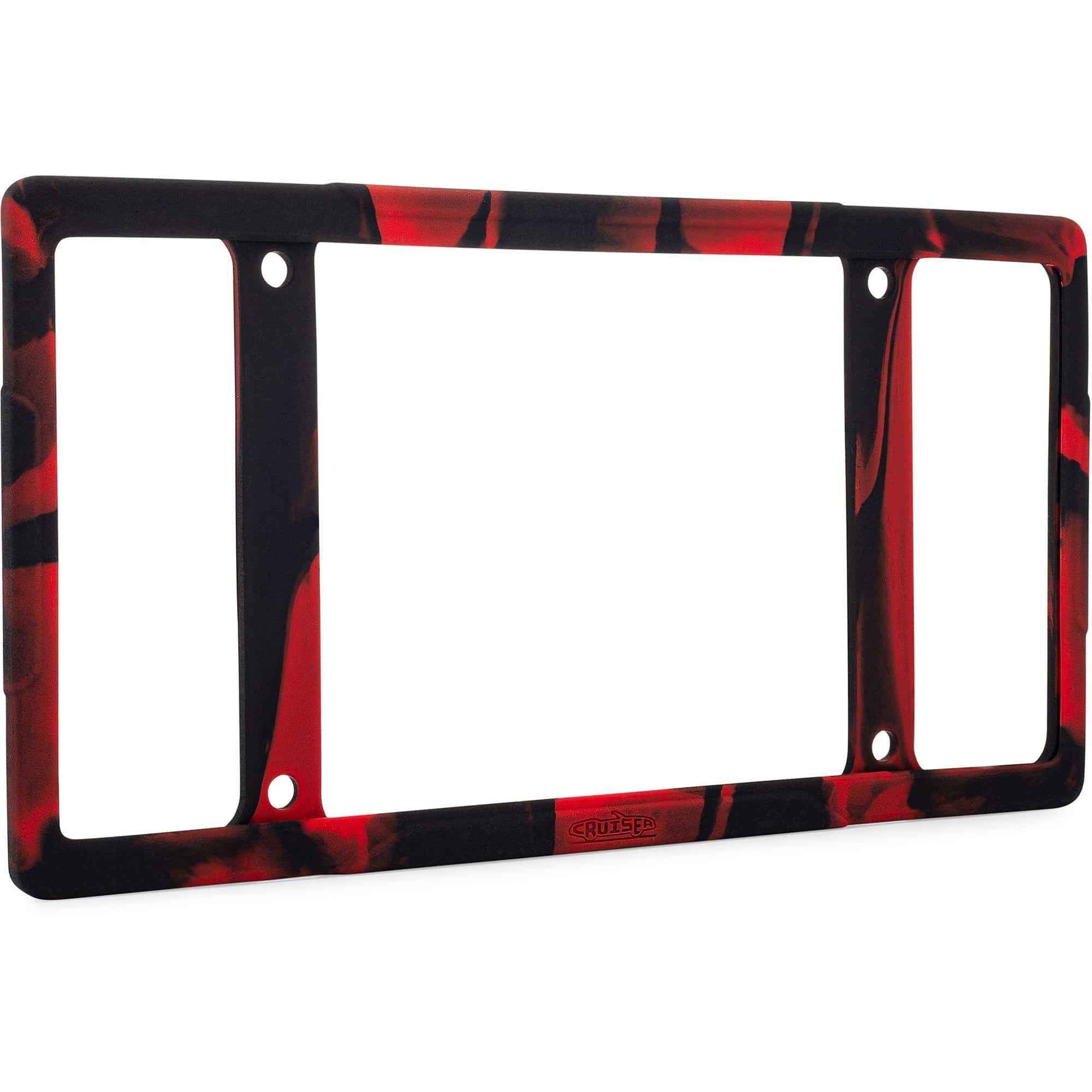 Silicone License Plate Frame, Red/Black