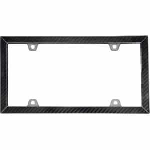 Cruiser Accessories Carbon fiber license plate frame in black and chrome, front view