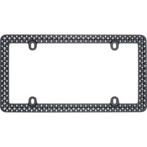 Cruiser Accessories Defender license plate frame in black and chrome, front view