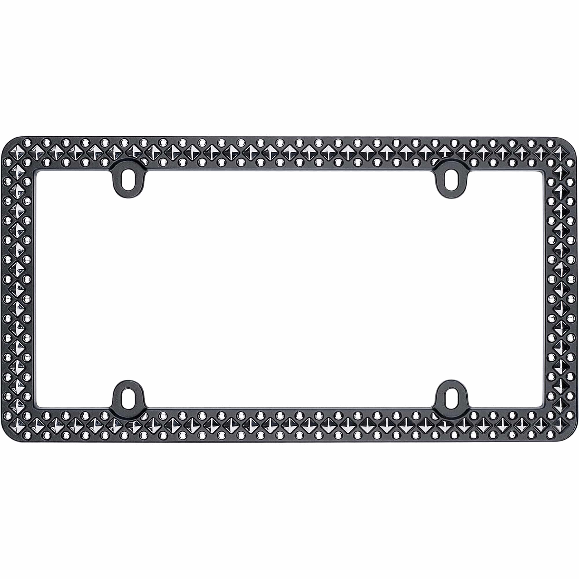 Defender License Plate Frame, Matte Black/Chrome