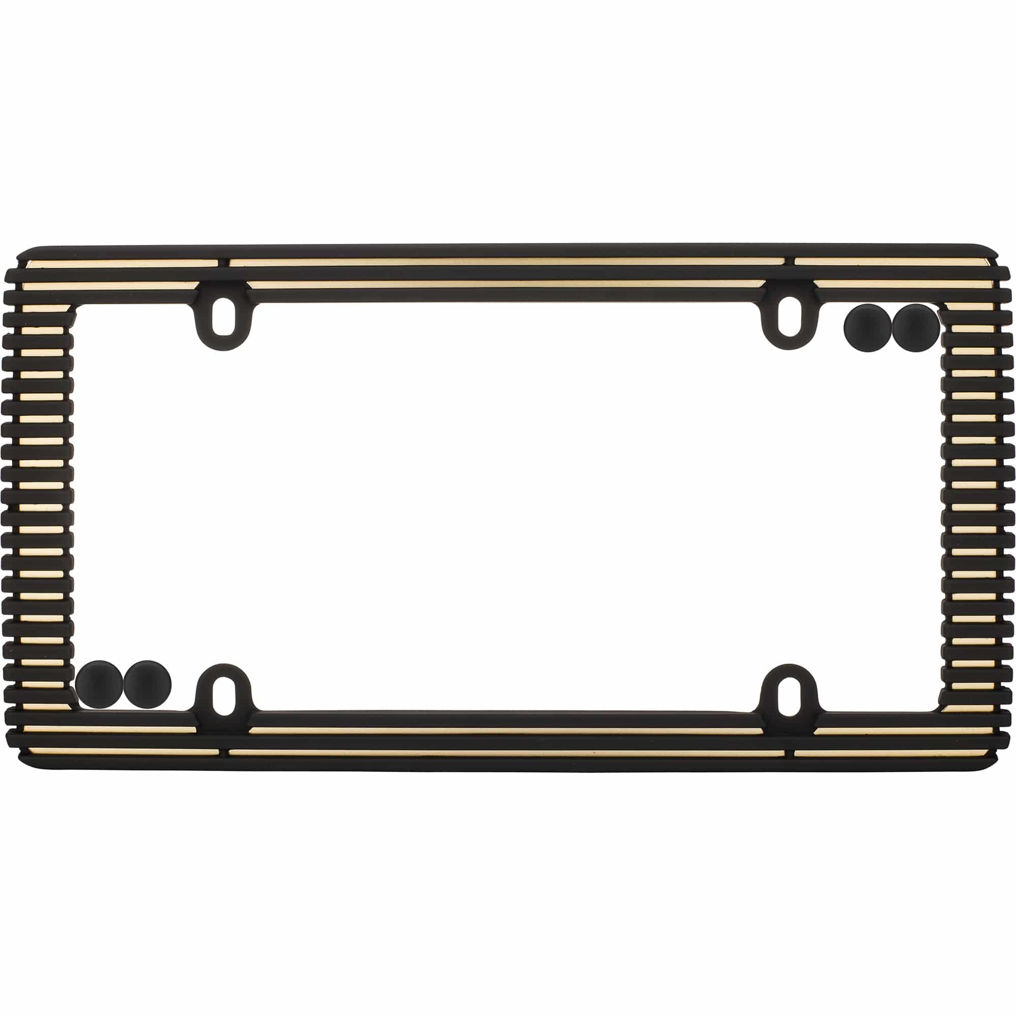 Billet License Plate Frame, Black/Gold (with fastener caps)