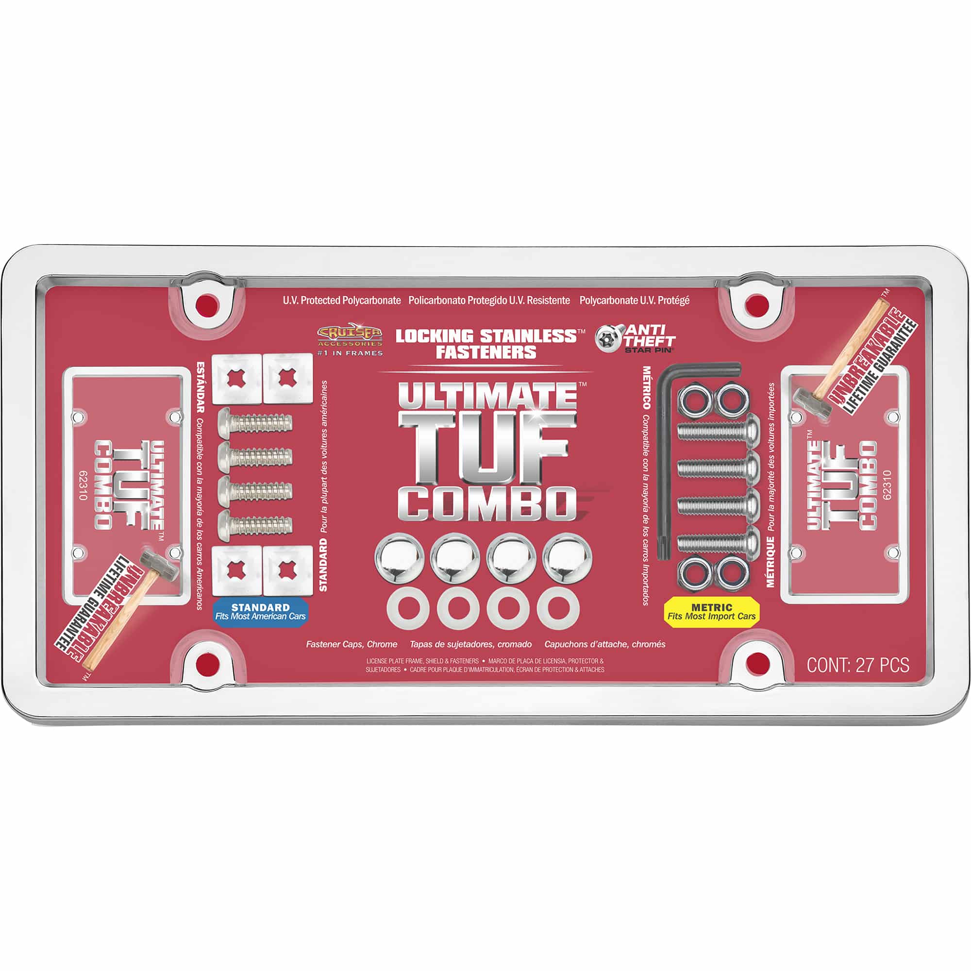 Ultimate Tuf Combo Frame with Shield, Chrome/Clear