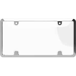 Cruiser Accessories Tuf metal license plate frame shield combo in chrome and clear, front view