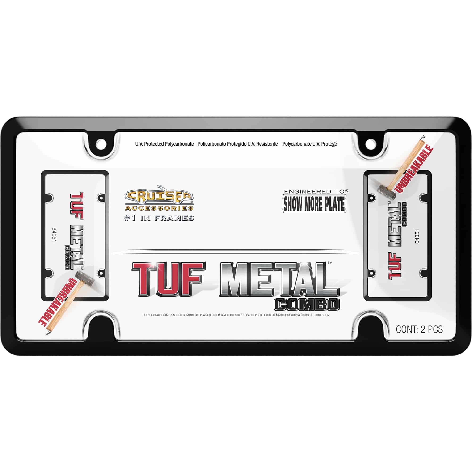 Tuf Metal Combo Frame with Shield, Black/Clear