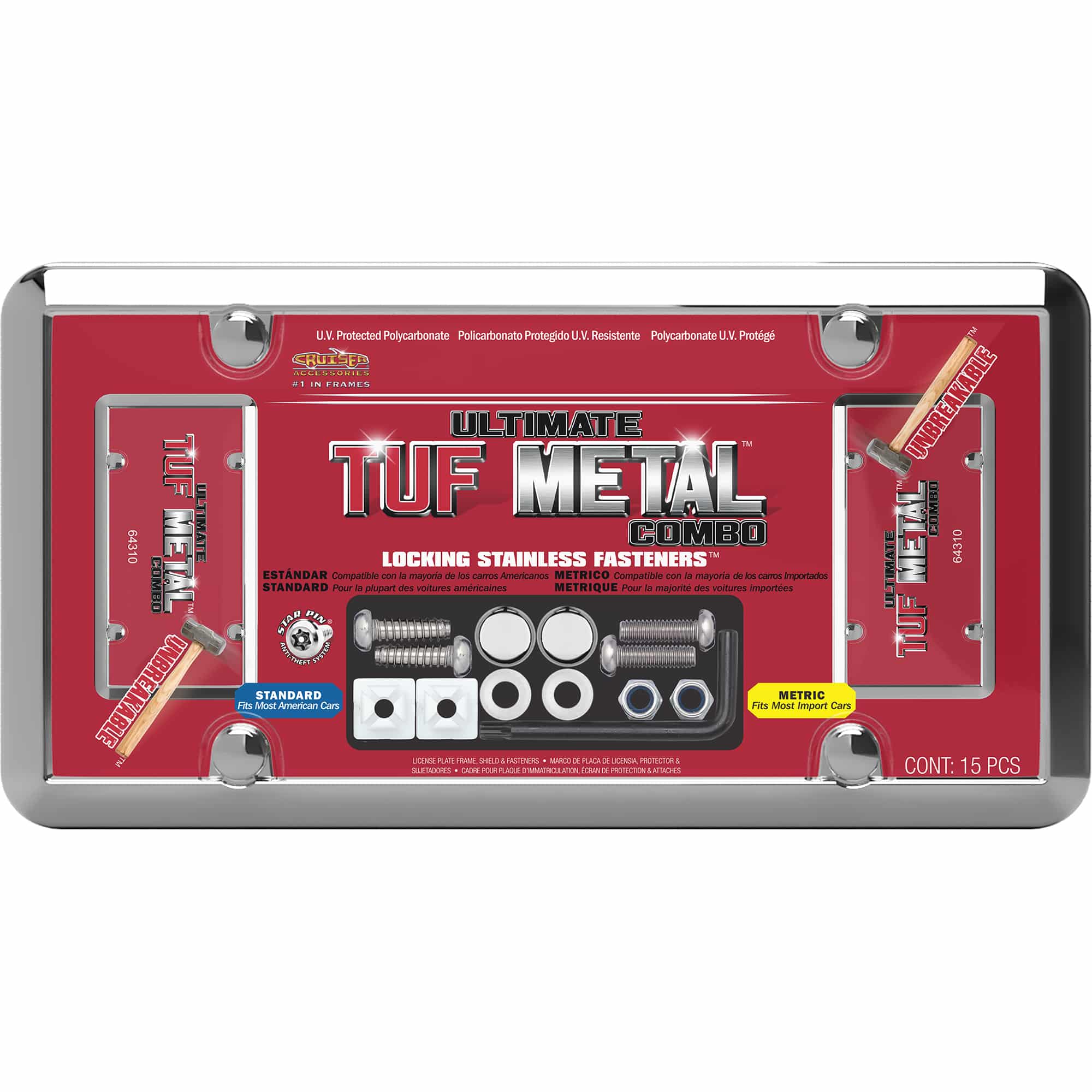 Ultimate Tuf Metal Combo Frame with Shield, Chrome/Clear