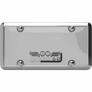 Cruiser Accessories Ultimate Metal Tuf Combo smoke shield, chrome license plate frame, chrome caps, hardware - front view