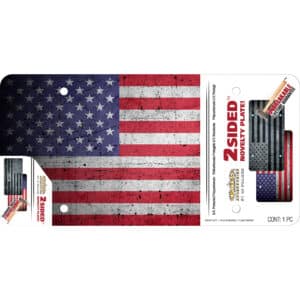 Cruiser Accessories Distressed flag novelty plate, in package view