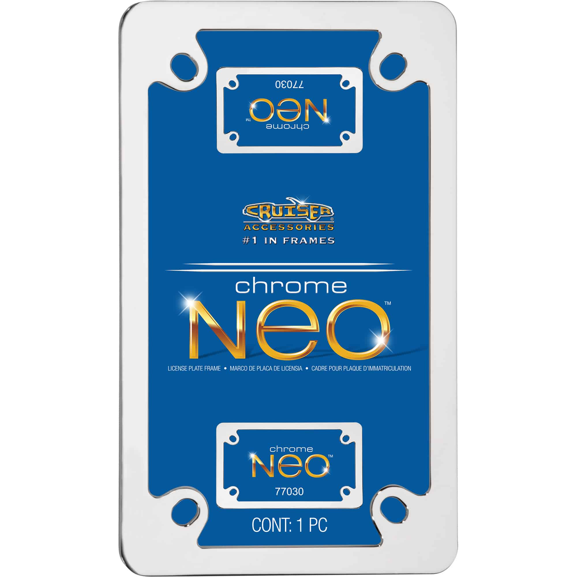 Neo Motorcycle License Plate Frame, Chrome