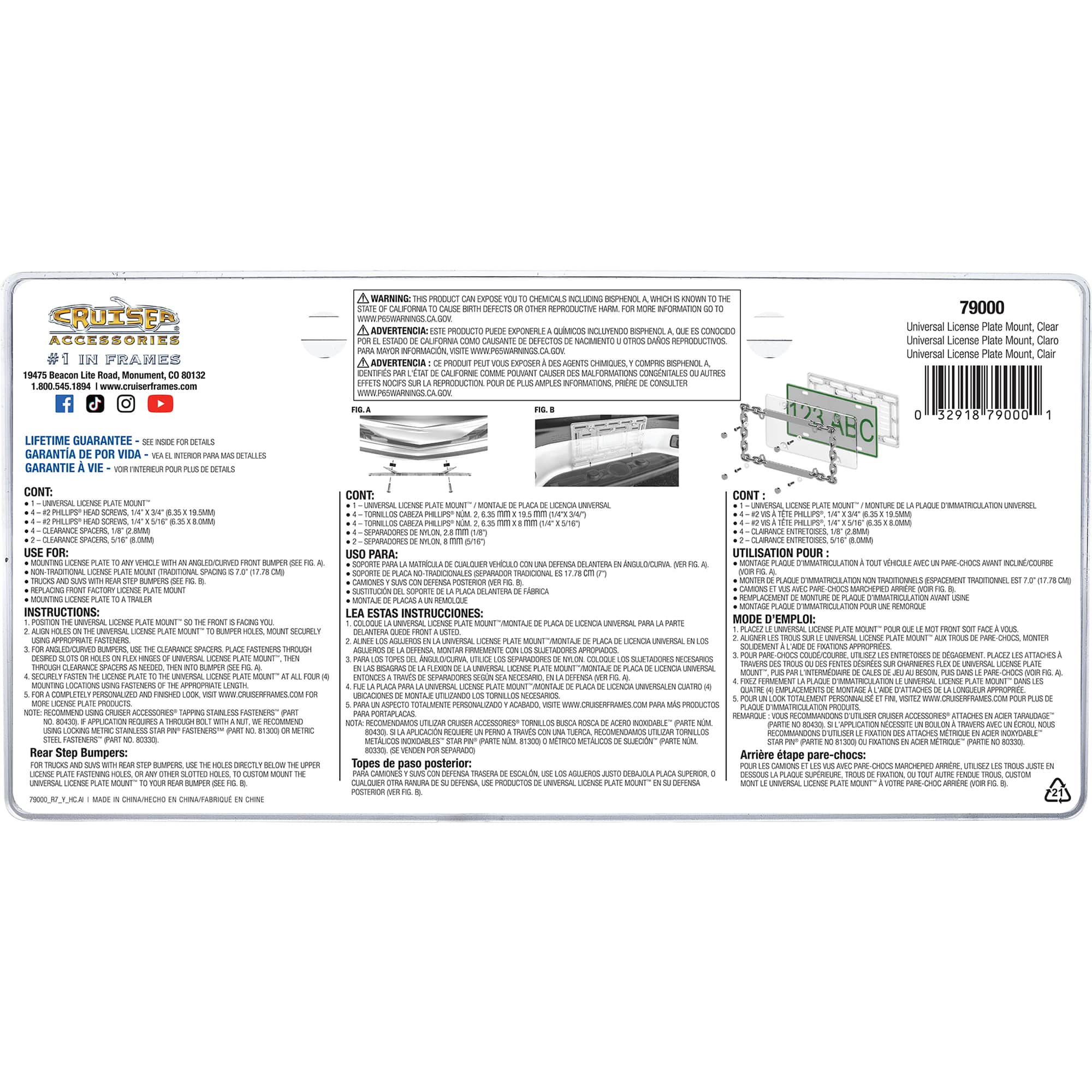 Universal License Plate Mount, Clear