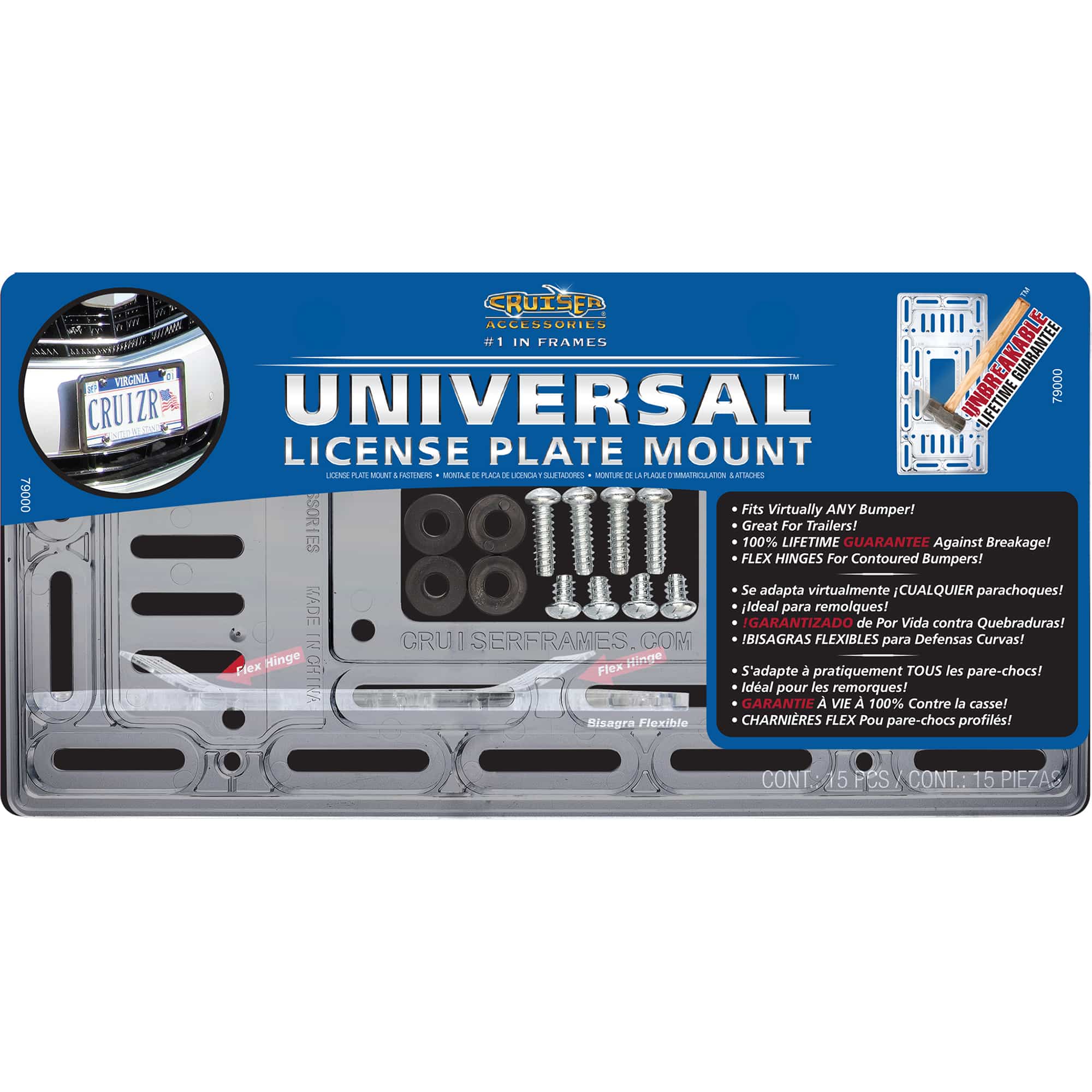 Universal License Plate Mount, Clear