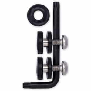 Cruiser Accessories Rattle Stop Locking license plate fasteners in stainless steel, front view