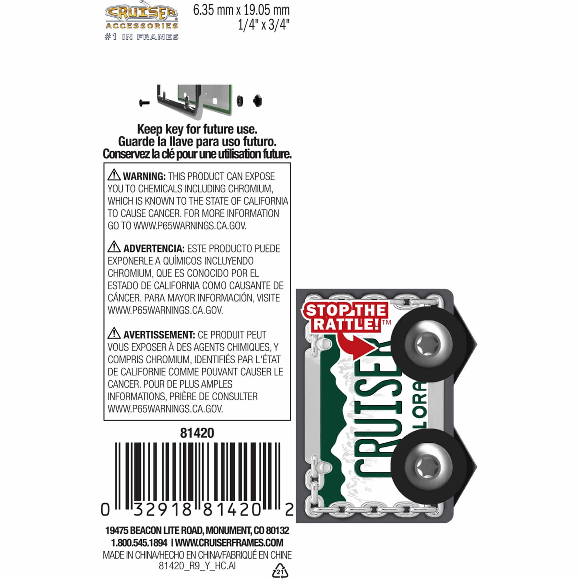 Rattle Stop License Plate Locking Fasteners, Standard