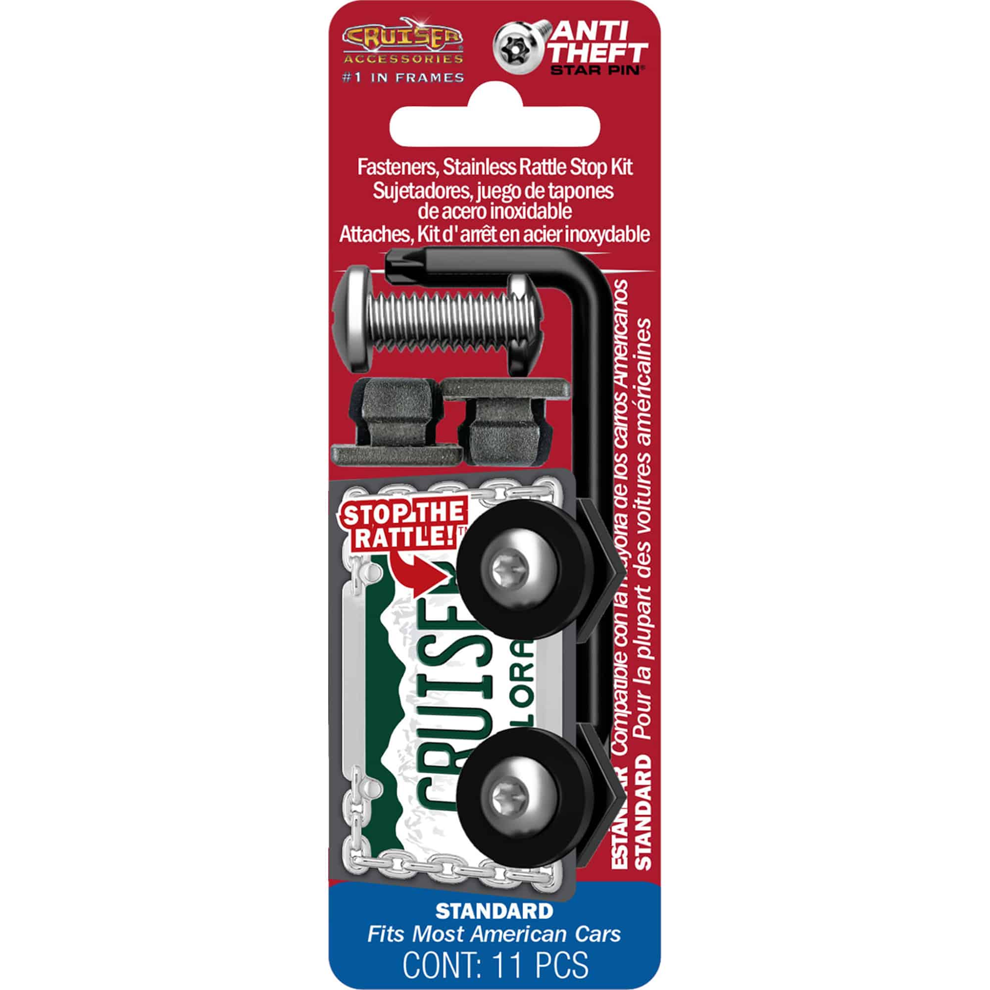 Rattle Stop License Plate Locking Fasteners, Standard