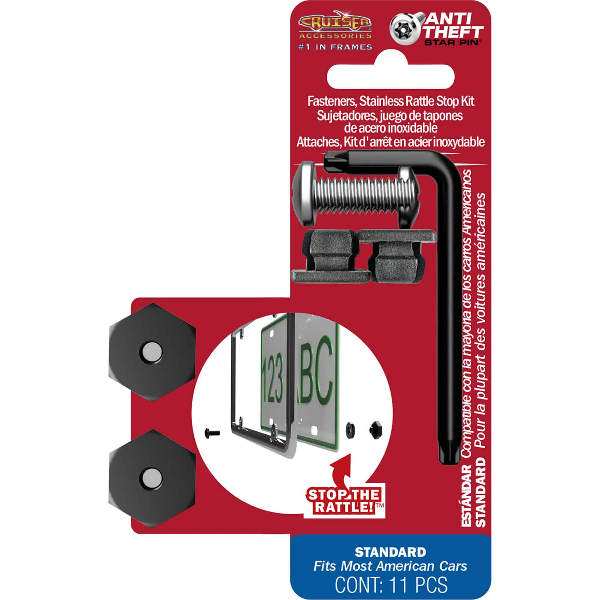 Rattle Stop License Plate Locking Fasteners, Standard