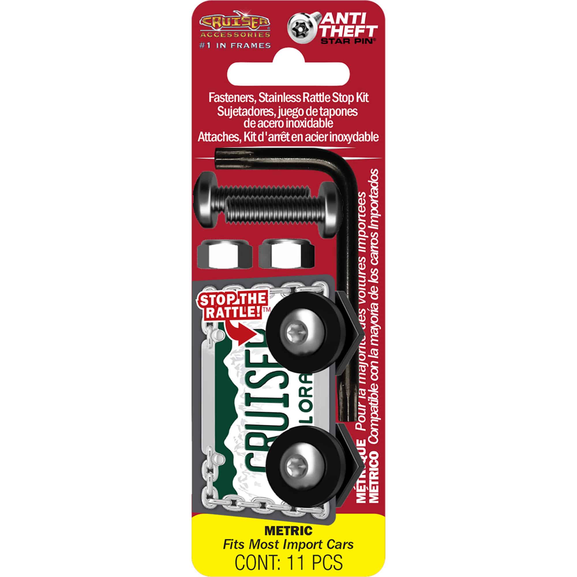 Rattle Stop License Plate Locking Fasteners, Metric