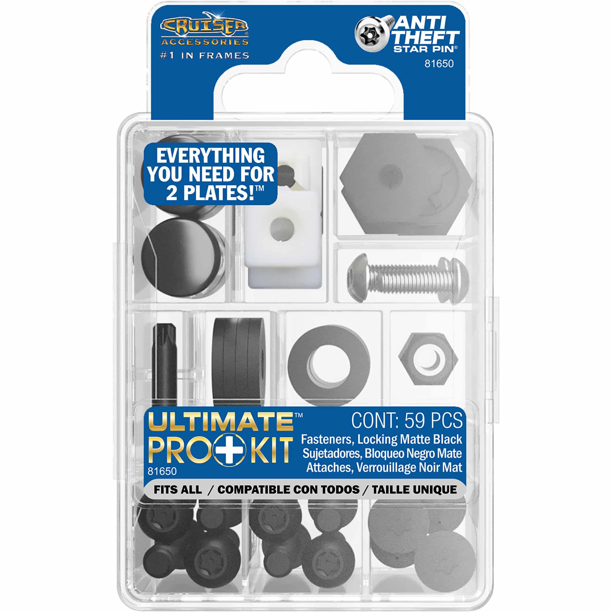 Ultimate Pro Plus Kit License Plate Fasteners, Black
