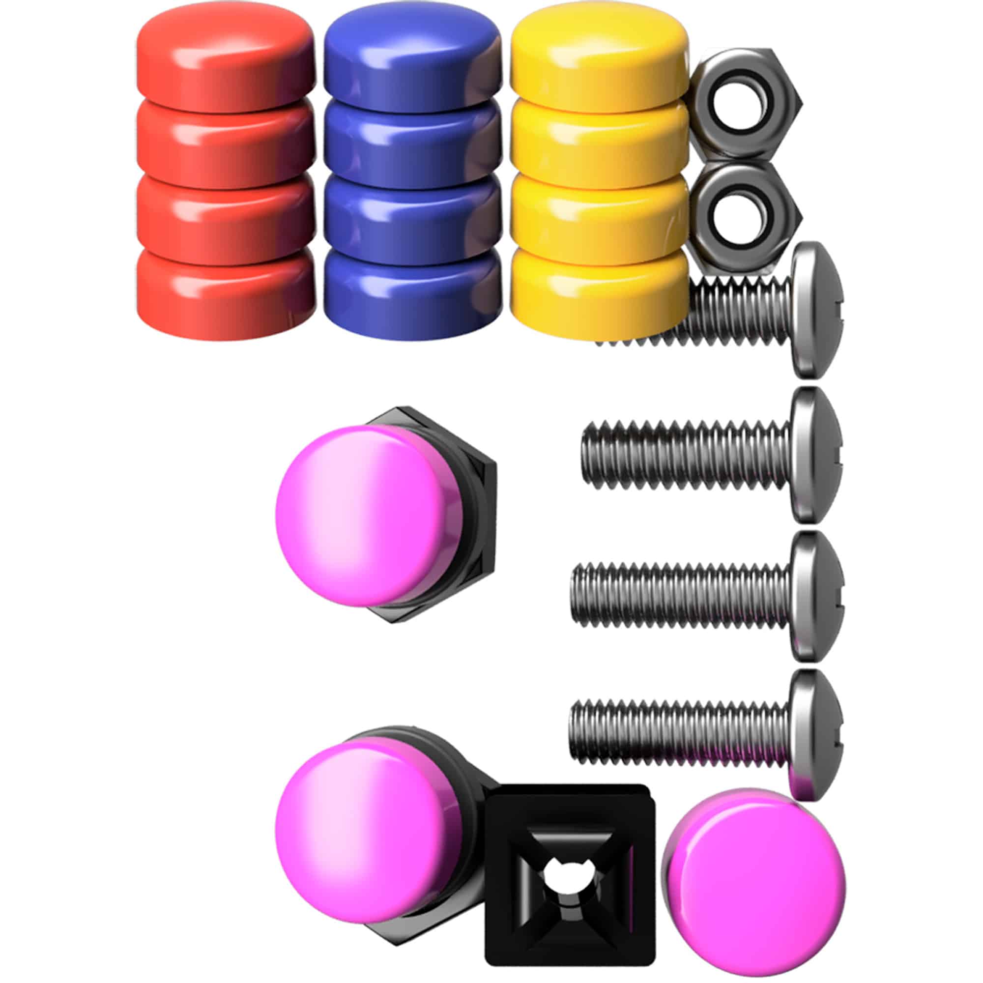 Color License Plate Fastener Caps, Mounting Kit