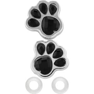 Cruiser Accessories Paws license plate fastener caps in chrome, front view