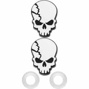 Cruiser Accessories Skull license plate fastener caps in chrome, front view