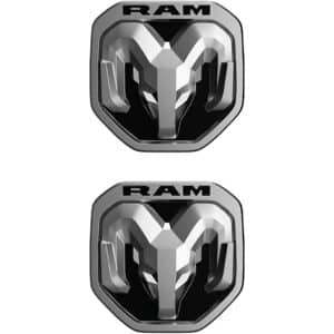 Cruiser Accessories Ram license plate fastener caps in chrome and black, front view