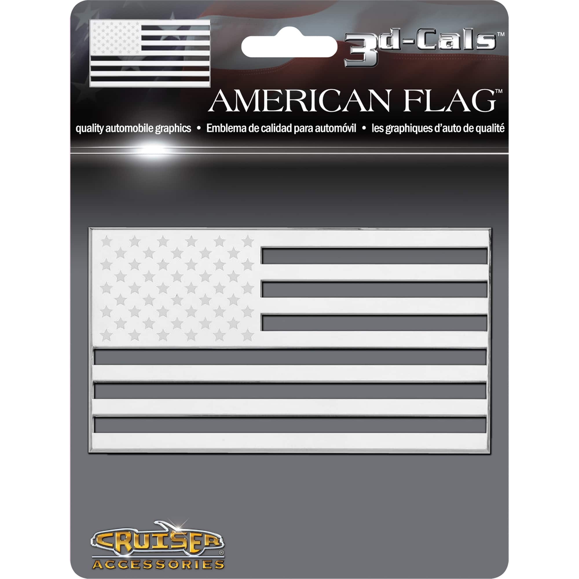 American Flag Decal, Chrome